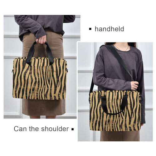 Laptop Carrying Case with Zipper Portable Crossbody Messenger with Handle and Shoulder Strap 15 6 inch Case Zipper Boho Vintage Simplified zebras Stripes