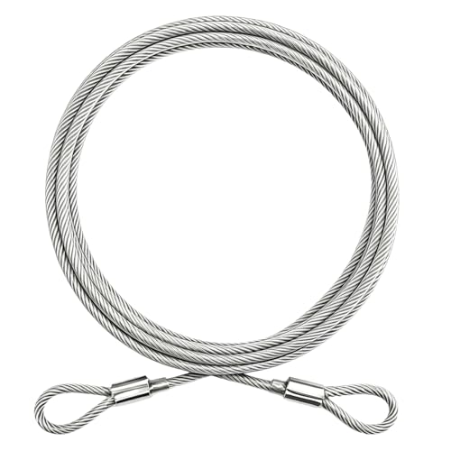 3/16 Inch (5mm) Security Cable with Loops, Weatherproof Vinyl Coated Steel Cable for Indoor & Outdoor Use (Transparent, 3FT) - color: Transparent, size: 3FT