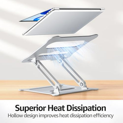 Adjustable Laptop Stand for Desk, 10-15.6“ Laptop Riser, Silver | Sturdy Aluminum Foldable Stand, Heat-Dissipation Design, Ergonomic Holder Fits MacBook/Dell/HP/Lenovo for Home/Office. - color: B-Silver