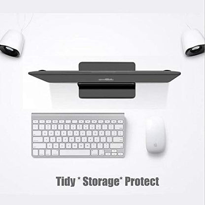 Vertical Laptop Stand for Desk [Adjustable] Sturdy Aluminum Dock Fits All Laptops (up to 20.3 inches) Space Saving, Modern Compact Holder, Compatible with MacBook Pro/Air, Surface, HP, Dell (Black) - color: Black