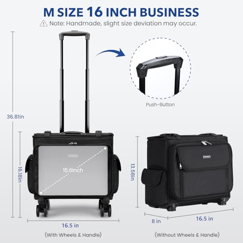 Rolling Laptop Bag 15.6 Inch, Ballistic Nylon Wheeled Briefcase for Men Women, Professional Rolling Work Bag, Underseat Carry On Business Case, 360 Spinner Wheels, Accordion File Office Bag