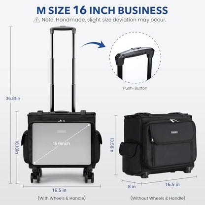 Rolling Laptop Bag 15.6 Inch, Ballistic Nylon Wheeled Briefcase for Men Women, Professional Rolling Work Bag, Underseat Carry On Business Case, 360 Spinner Wheels, Accordion File Office Bag