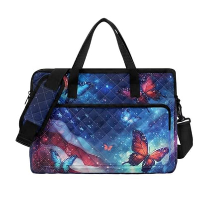 Laptop Sleeve, Laptop Cover with Adjustable Strap Computer Bag Tablet Notebook Sleeves Handbag Messenger Briefcase - color: Butterfly American Flag Print