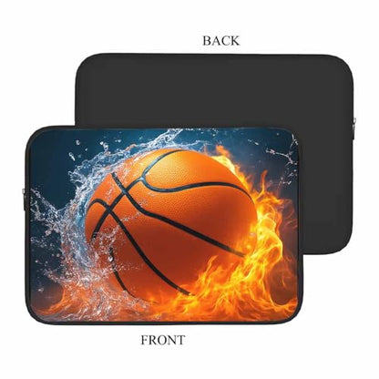 Laptop Sleeve Bag 15.4 15.6 Inch,Basketball Ball in Fire and Water Ball Flame Protective Polyester Computer Cases Laptop Cover Briefcase Bag Tablet Travel Cover - color: LPS-024