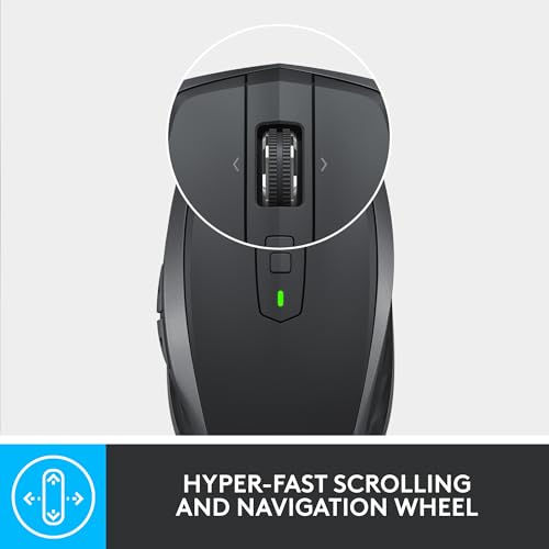 Logitech MX Anywhere 2S Bluetooth Edition Compact Wireless Mouse, No USB Receiver - Use On Any Surface, Hyper-Fast Scrolling, Rechargeable, Control Up to 3 Apple Mac and Windows Computers and Laptops - color: Graphite, style: Micro USB Charge