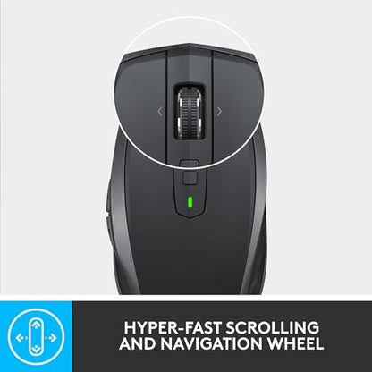Logitech MX Anywhere 2S Bluetooth Edition Compact Wireless Mouse, No USB Receiver - Use On Any Surface, Hyper-Fast Scrolling, Rechargeable, Control Up to 3 Apple Mac and Windows Computers and Laptops - color: Graphite, style: Micro USB Charge