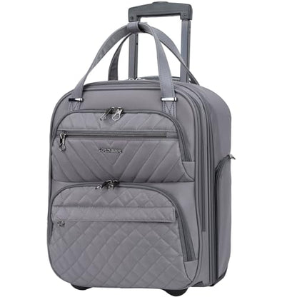 KROSER Carry On Underseat Multi-functional, 16-inch Underseater Lightweight Overnight Suitcase for Men Women, Grey - color: Dark Grey