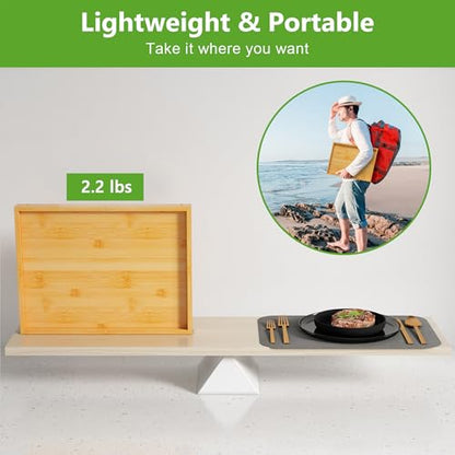 Youpehom Bamboo Bed Tray Table with Folding Legs, Large, Bamboo | Large bamboo bed tray with folding legs, handles and raised edges for meals, laptops, reading and serving in bed. - color: Bamboo, size: Large