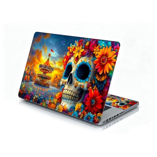Universal Laptop Skin Sticker Decal, 12"-15.6" Aesthetic Vinyl Wrap, Sugar Skull Carnival Waterproof Notebook Cover Art Protector for MacBook HP Dell Lenovo, Fits 13" 14" 15" 15.6" - color: Sugar Skull Carnival