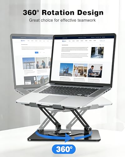 360° Rotating Laptop Stand for Desk,Adjustable Notebook Riser | Ergonomic, Height Adjustable,Hollow out Heat Dissipation Stable Structure for 10-16 Inch Laptop Macbook Notebook