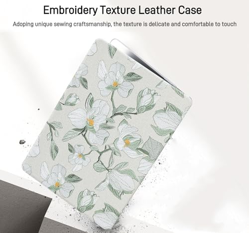 for MacBook Neo 13 Inch Case， Embroidery Floral Leather Textured | Precise Logo Cutout, With Keyboard Skin, Anti-Fingerprint Anti-Scratch Slim Light Cover - color: Embroidery Green