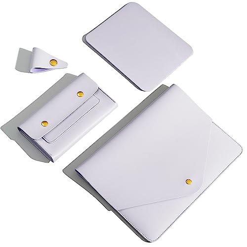 PU Leather Laptop Sleeve Compatible with New 14 inch MacBook Pro A2992 A2779 A2442,Old MacBook Pro Air 13, Surface Laptop 5th Gen 13.5, Thinkpad X1 Carbon 14 Set of 4PCS Color Light Purple - color: Light Purple, size: 14Inch Laptop
