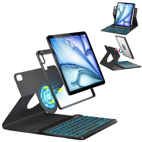 OYEEICE Keyboard Case for iPad Air 5th/4th Pro 11 inch | 7-Color Backlit Detachable Wireless Keyboard Case with Pencil Holder, 360° Rotatable, Pro 4th/3rd/2nd/1st Gen - color: Black, size: 10.9 inch (Air 6/5/4th & Pro 11 4th/3rd/2nd/1st)