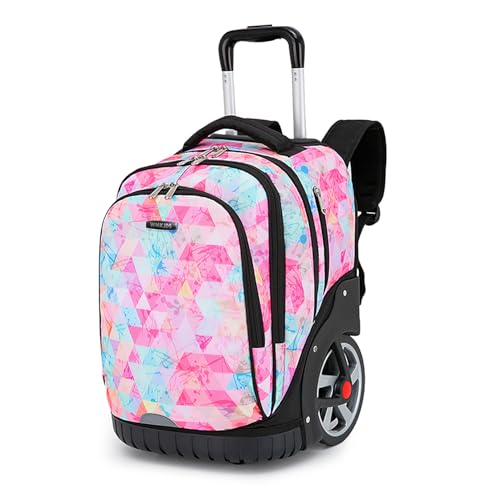 Rolling Backpack, 55L (14.5gal) Backpack with Wheels for Business, Waterproof Backpack with Dual Handles and Silent Large Wheels, Carry on Backpack with Laptop Compartment (Red,22 inch) - color: Red(22 Inch)