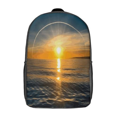 17 Inch Sunrise Horizon Laptop Backpack for Men Women Waterproof Lightweight Travel Backpack Commuter Bag Large Capacity Casual Daypack for Business Trip & Outdoor