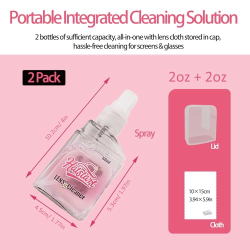 2 Pack Electronic Screen Cleaner Spray, Hatstart Cell Phone Touch Screens Cleaning for TV Laptop Computer Tablet PC LCD Flat Screens and Car Display, Compatible with iPhone iPad MacBook Pro, Pink - color: Pink
