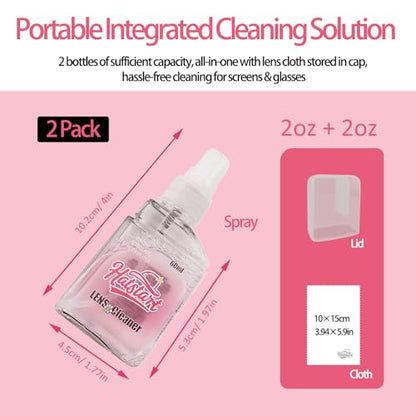 2 Pack Electronic Screen Cleaner Spray, Hatstart Cell Phone Touch Screens Cleaning for TV Laptop Computer Tablet PC LCD Flat Screens and Car Display, Compatible with iPhone iPad MacBook Pro, Pink - color: Pink