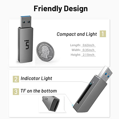 uni SD Card Reader, USB 3.0 SD Card Adapter High-Speed Micro SD Memory Card Reader Support SD/Micro SD/TF/SDHC/SDXC/MMC/UHS-I Card Compatible with Mac, Win, Linux, PC, Laptop, Chromebook, Camera