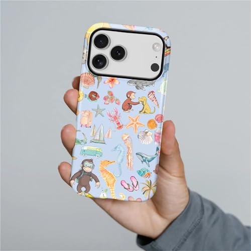 CARLOCA Case for iPhone 17 Pro,Monkey Summer Beach Shell Design Hybrid Dual Protection Soft TPU Hard PC Shockproof Anti Scratch Men & Women Stylish Protective Phone Case - color: Monkey Summer Beach Shell, size: iPhone 17 Pro
