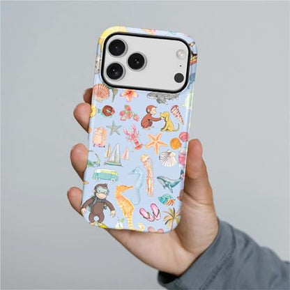 CARLOCA Case for iPhone 17 Pro,Monkey Summer Beach Shell Design Hybrid Dual Protection Soft TPU Hard PC Shockproof Anti Scratch Men & Women Stylish Protective Phone Case - color: Monkey Summer Beach Shell, size: iPhone 17 Pro