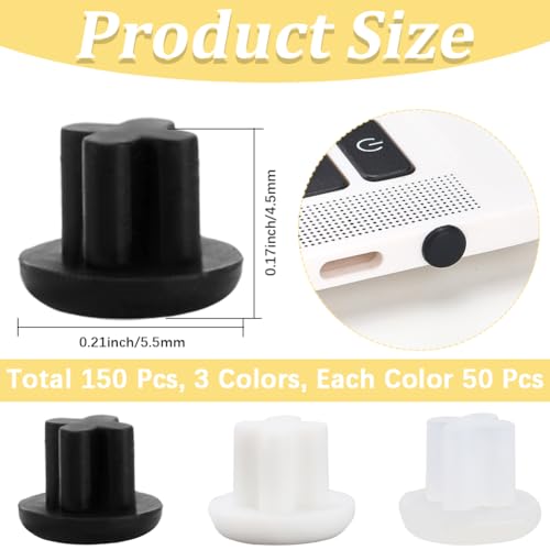 CREATCABIN 30 Pcs 3.5mm Silicone Dust Plugs Caps Protector Anti-Dust Headphone Jack Dust Plugs Cover Universal Headphone Port Stopper Cap for Earphone Mobile Phone Laptop Desktop Computer White Black - style: 3.5mm3 Colors