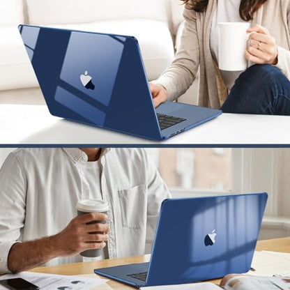 Fintie Case for MacBook Air 15 Inch A3448 A3241 A3114 A2941 (2023 2024 2025 2026 Release), [Ultra-Transparent] Slim Snap On Hard Shell Cover for MacBook Air 15.3" M2 M3 M4 M5 Chip (Crystal Midnight) - color: Crystal Midnight