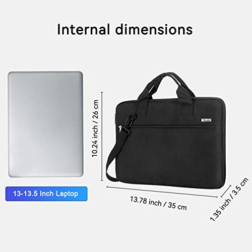 Voova Laptop Bag 13-14 Inch, 360° Protective Laptop Case Sleeve with Shoulder Strap Compatible with Macbook Air 13, MacBook Pro 13/14, Waterproof Computer Bag Slim Briefcase for Men Women, Black - color: Black, size: 13-13.5 inch