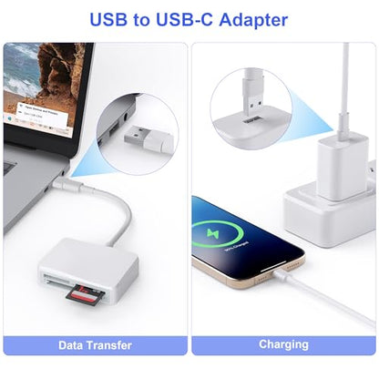 SD Card Reader, 4 in 1 USB C to SD/TF/CF/MS Card Reader with USB to USB C Adapter Memroy Card Reader for iPhone 17/16/15 Pro Max iPad Pro MacBook Pro/Air iMac M4/M3/M2 Android Phone/Tablet PC (White) - color: Whtie