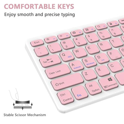 TaIYanG Bluetooth Keyboard for iPad Wireless Keyboard Compatible with iPad A16 11th 10th Generation, 10.2(9th/8th/7th Gen), Air/Pro/Mini and All Bluetooth Devices (Light Pink) - color: Light Pink