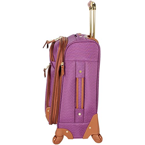 Steve Madden Designer Luggage Collection - Lightweight Softside Expandable Suitcase for Men & Women - Durable 20 Inch Carry On Bag with 4-Rolling Spinner Wheels (Global Purple) - color: Global Purple, size: 20 inches