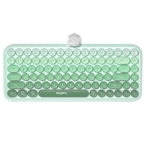 Colorful Wireless Keyboard with Magnetic Bear, Bluetooth/2.4G Dual Mode, Compact TKL Quiet Membrane Keyboard, Cute Gradient Retro Round Keycaps, Compatible with PC/Laptop/Tablet/Smartphone (Green) - color: Green