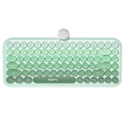 Colorful Wireless Keyboard with Magnetic Bear, Bluetooth/2.4G Dual Mode, Compact TKL Quiet Membrane Keyboard, Cute Gradient Retro Round Keycaps, Compatible with PC/Laptop/Tablet/Smartphone (Green) - color: Green