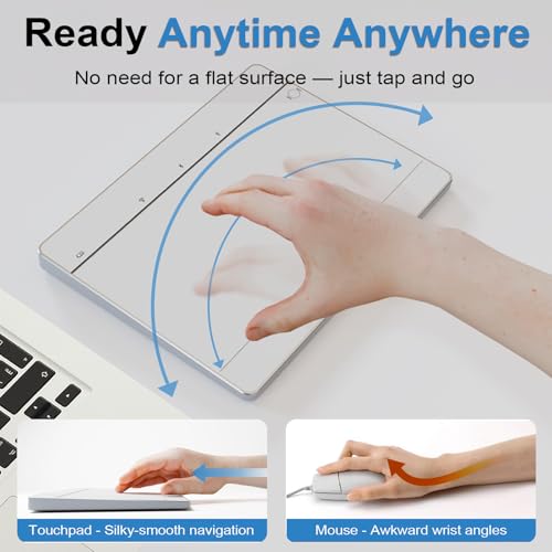 Wireless Bluetooth Trackpad for Windows 10/11, Supports 3 Connection Modes, High-Precision Multi-Gesture Touchpad, Compatible with PC Laptop Computer - color: Silver