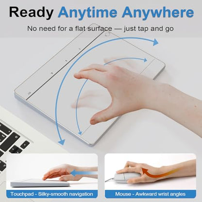 Wireless Bluetooth Trackpad for Windows 10/11, Supports 3 Connection Modes, High-Precision Multi-Gesture Touchpad, Compatible with PC Laptop Computer - color: Silver