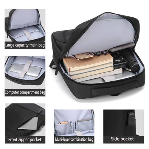 Men Business Laptop Backpack, Waterproof Travel Backpack | with USB Charging Port, College School Computer Bag, for Work Carry - color: Gray