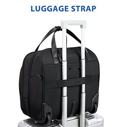 VANKEAN 15.6" Rolling Laptop Bag Waterproof RFID Travel Business Black