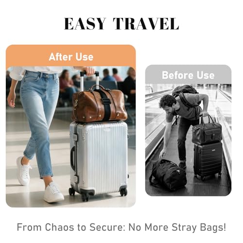 Multi Use Strong Adjustable Luggage Connector Straps for Suitcases,4 Pack Flexible Luggage Accessories Elastic Fastening Bag Strap (Black-4pcs) - color: Black-4pcs