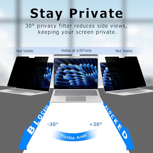 Adeway Privacy Screen for MacBook Air M5/M4/M3/M2/M1 13.6 Inch (2022–2026) | Anti-spy, Magnetic Attachment with Nano Adhesive, Blue Light Reduction & Anti-Glare, Ideal for Office - size: Macbook Air 13.6 Inch (2022-2025)