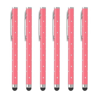 PATIKIL Stylus Pens for Touch Screens, 6 Pcs High Precision Universal Bling Stylus Crystal Metal Capacitive Pen for Touch Screen Devices Phone Tablets Laptop, Pink - color: Pink