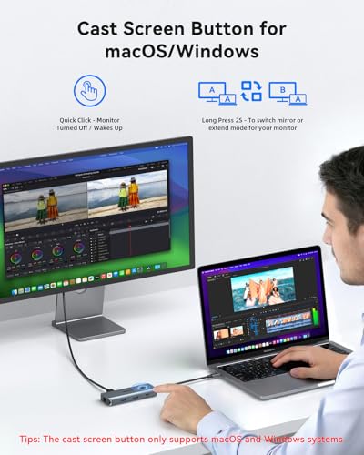MOKiN USB C Hub for MacBook Pro/Air, Mac Dongle with USB C HDMI Adapter | 8 in 1 Macbook Adapter with 3 USB Port,USB C to HDMI, USB C to RJ45 Ethernet, 100W PD Charging, SD/microSD, Hub for MacBook