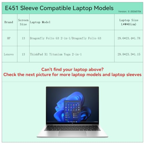 Smatree Elite Laptop Sleeve for 13.5 inch HP Dragonfly/Lenovo X1 Titanium | for 13.5 inch HP Dragonfly Folio G3 or 2-in-1 Notebook PC,Lenovo ThinkPad X1 Titanium Yoga 2 in 1(E451) - size: 13 inch/E451/Size: 31.7*23.7cm