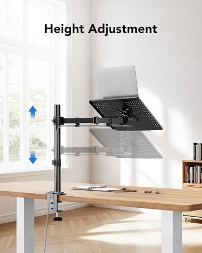 HUANUO Laptop Desk Mount - 17' to 32' Monitor Arm, Ventilated Tray, Fully Adjustable with Tilt, Swivel & Rotation, Holds up to 22 lbs