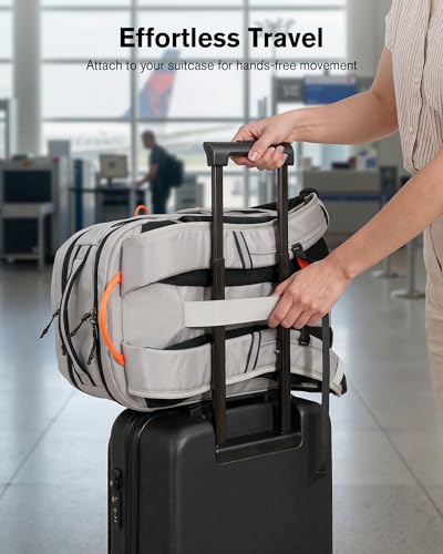 Tolaccea 30L Travel Laptop Backpack TSA Carry-On for Business Trips Commute | 100% RPET Recycled Fabric | EVA-cushioned Laptop Protection | TSA 180° Lay-flat Opening | Reinforced Stability Base Panel - color: Light Gray