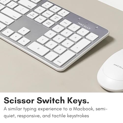 Macally Ultra-Slim USB Wired Keyboard with Number Keypad for Apple Mac Pro, MacBook Pro/Air, iMac, Mac Mini, Laptop Computers, Windows Desktop PC Laptops, Silver (SLIMKEYPROA) - color: Silver Aluminum