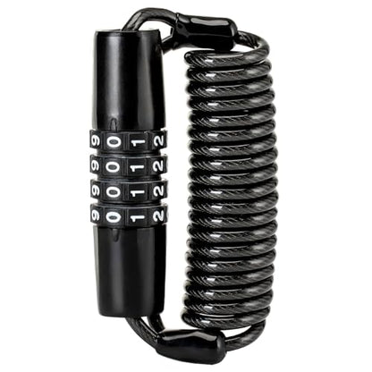 ROCKBROS Helmet Lock, Retractable 4 Digit Cable Lock for Bikes | Retractable cable design; 4 digit combination lock; Secures helmets, bikes, strollers and luggage - style: Straight