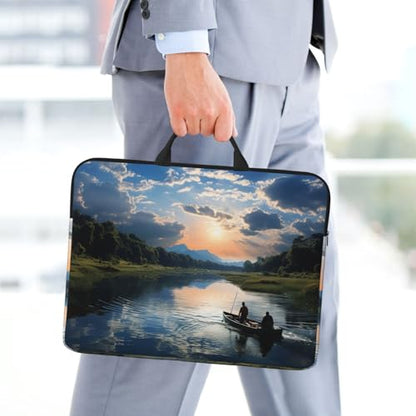 14 inch Laptop Sleeve with Handle Shockproof Laptop Bag Waterproof Computer Cover Bag Fishing Scenic Briefcase