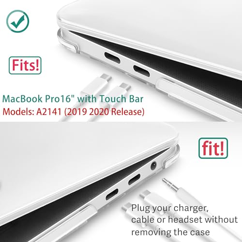 May Chen for MacBook Pro 16 inch 2019 Release A2141,Plastic Hard Shell Case Cover with Screen Protector & Keyboard Cover for MacBook Pro 16 Retina with Touch Bar and Touch ID - Crystal Clear - color: Crystal Clear