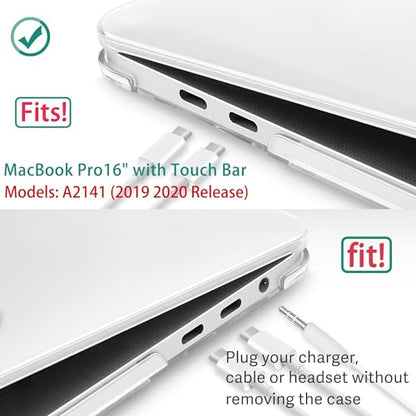 May Chen for MacBook Pro 16 inch 2019 Release A2141,Plastic Hard Shell Case Cover with Screen Protector & Keyboard Cover for MacBook Pro 16 Retina with Touch Bar and Touch ID - Crystal Clear - color: Crystal Clear