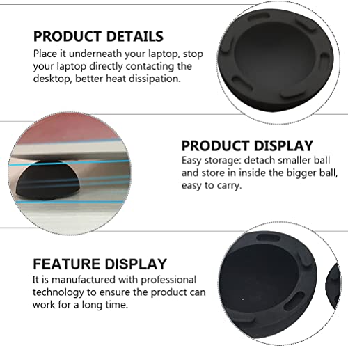 SOLUSTRE Laptop Cooling Ball Pad 4Pcs Silicone Heat Dissipation Feet Riser Stand for Notebook Computer Support and Anti-Slip Cooling Elevator - color: Black