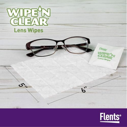 Flents Lens Wipes, Wipe 'N Clear, Pre-Moistened & Streak-Free, 20 Count | Safe for Glasses, Sunglasses, Gentle Cleaning, Clear Vision, Individually Wrapped for Travel & Convenience, Made in the USA - size: 20 Wipes